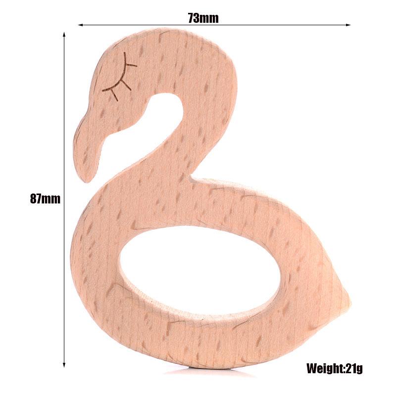 1Pcs Baby Teether Wooden Food Grade Cartoon Animals Natural Beech Wood Teething for Baby Rodent Teether Necklace Nursing Toy