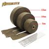 5cm*5M/10M/15M Fascia Termica Scarico Moto Marmitta Nastro Termico Sistemi di Isolamento Scudo Termico con Fascette in Acciaio Inossidabile Accessori Moto