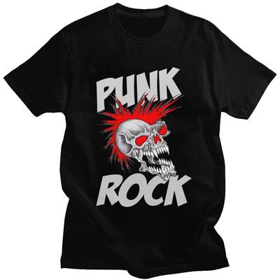 Niestandardowy Modny Punk Rock Czaszka Koszulka Męska Czysta Bawełna T-shirt Rekreacyjny Muzyka Heavy Metal Koszulka Top Moda T-shirt