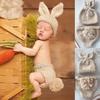 2pcs/Set Newborn Photography Props Knitted Cute Rabbit Shaped Hat+Shorts Outfits Costume Winter Baby Photo Props Clothes Suit
