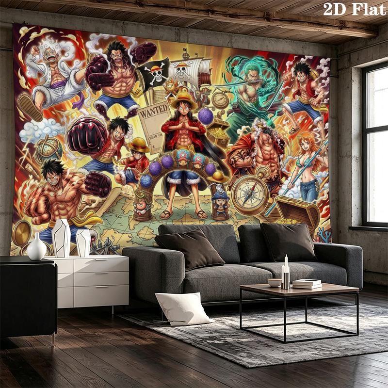 Anime One-Piece Wall Tapestry Aesthetic Wall Hanging Printed Fabric Blanket Decorative Tapestries for Bedroom Living Room Home Decor