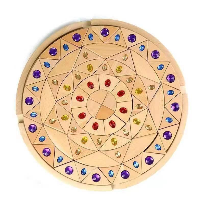 Rainbow Building Block Mandala Translucent Diamond Matching Color Castle Building Block Interior Creative Ornaments Stacking Music Toys