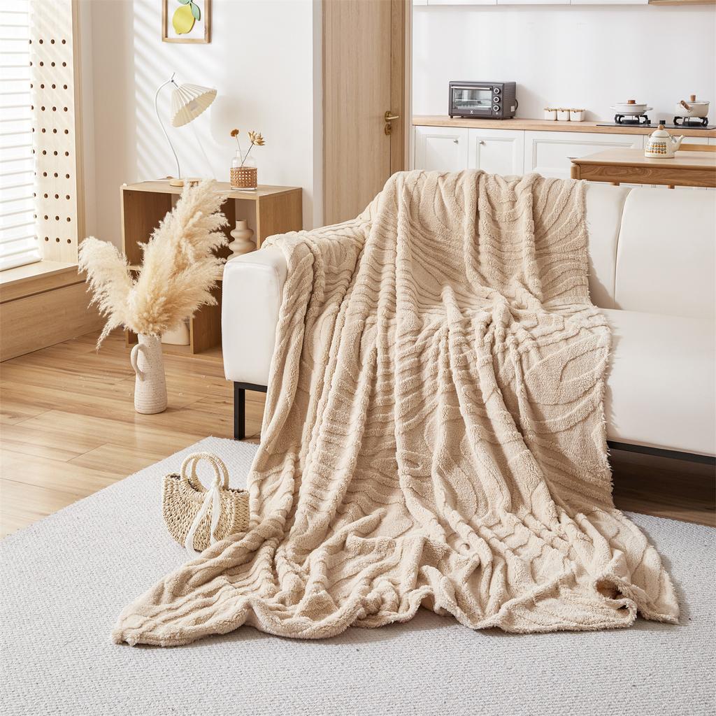 Model Inele de Creștere Jacquard Tufted Fleece Prosop de Sofă Moale Gros Pătură Universală pentru Camera de Zi Camera de Dormit Prosop Cald