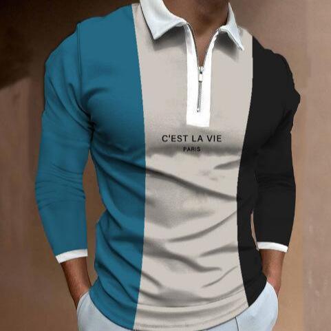 Stylish Long Sleeve Polo Shirt with Leopard Print Graphic, Trendy Casual Wear