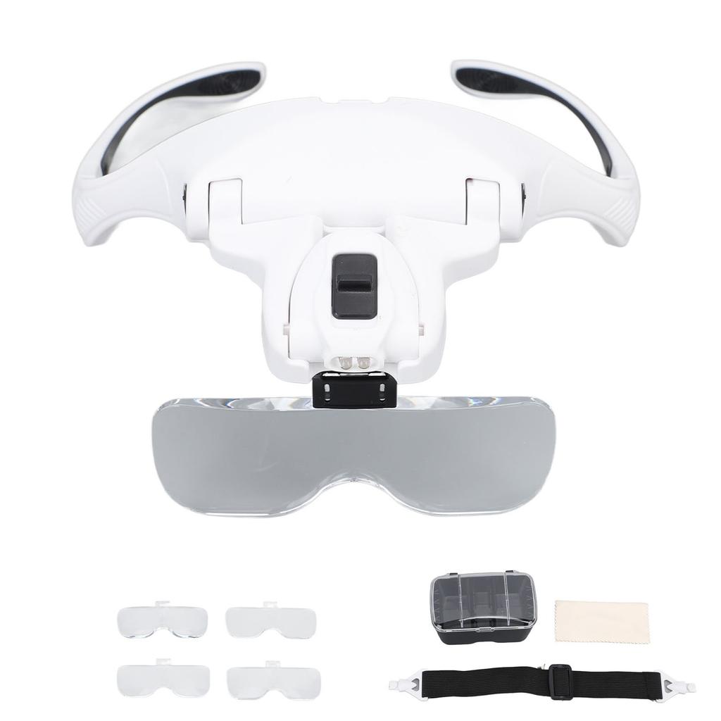 Magnifying Glasses for Eyelash Extensions with 2 LED Light Headband Salon Magnifying 5 Magnification Lens Lash