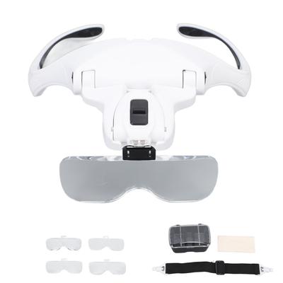 Magnifying Glasses for Eyelash Extensions with 2 LED Light Headband Salon Magnifying 5 Magnification Lens Lash