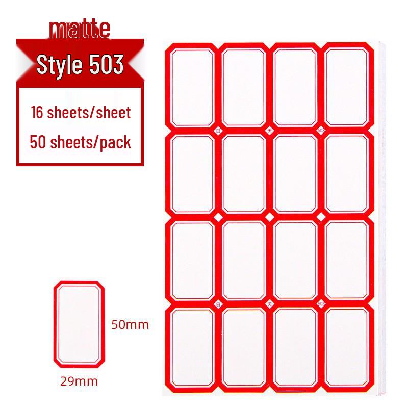 Self-Adhesive Label Paper - 68 Sheets for Handwritten Name and Classification Stickers