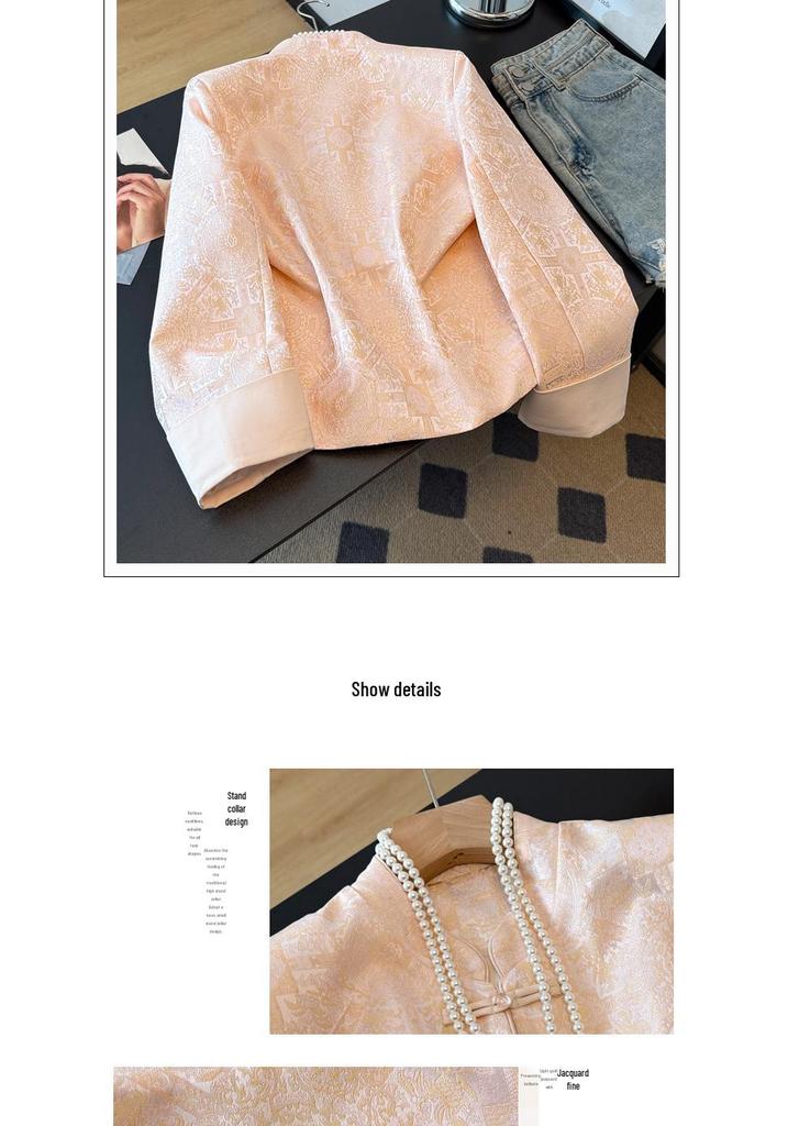 Age-Reducing Jacquard Satin Top: Retro Chinese Style Plus Size Outerwear for Middle-Aged Mothers