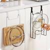 Multifunctional Punch-free Pot Lid Rack Household Kitchen Wall-mounted Iron Pot Lid Rack Multi-layer Cutting Board Storage Rack