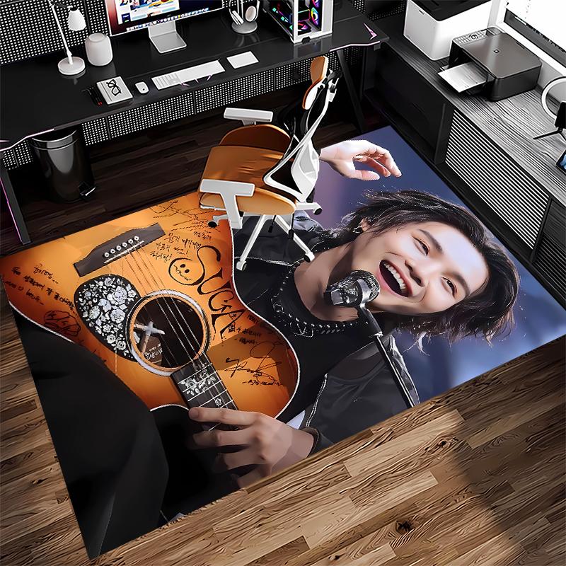 1pc Min Yoongi Print Area Rug - Soft,Washable Non-Slip Indoor Mat for Office Chairs,Living Room,Home Office Decorative Rug