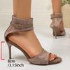 Fashion Women's Outward Wear Summer New Lace Hollow High Heels Fashion Stiletto Sexy One-word Belt Open-toe Non-slip Sandals