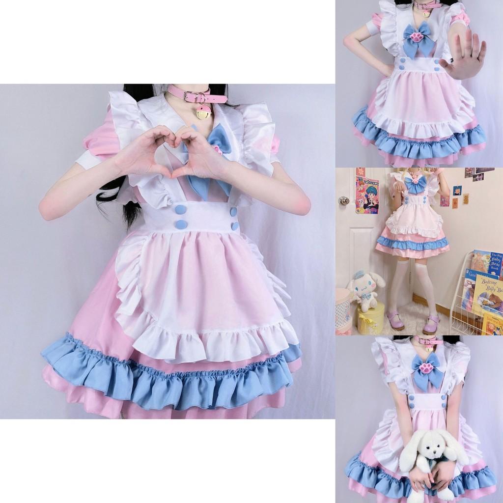 Charmantes und Elegantes Lolita-Kleid Maid-Uniform Outfit Mit Polster und Schürze