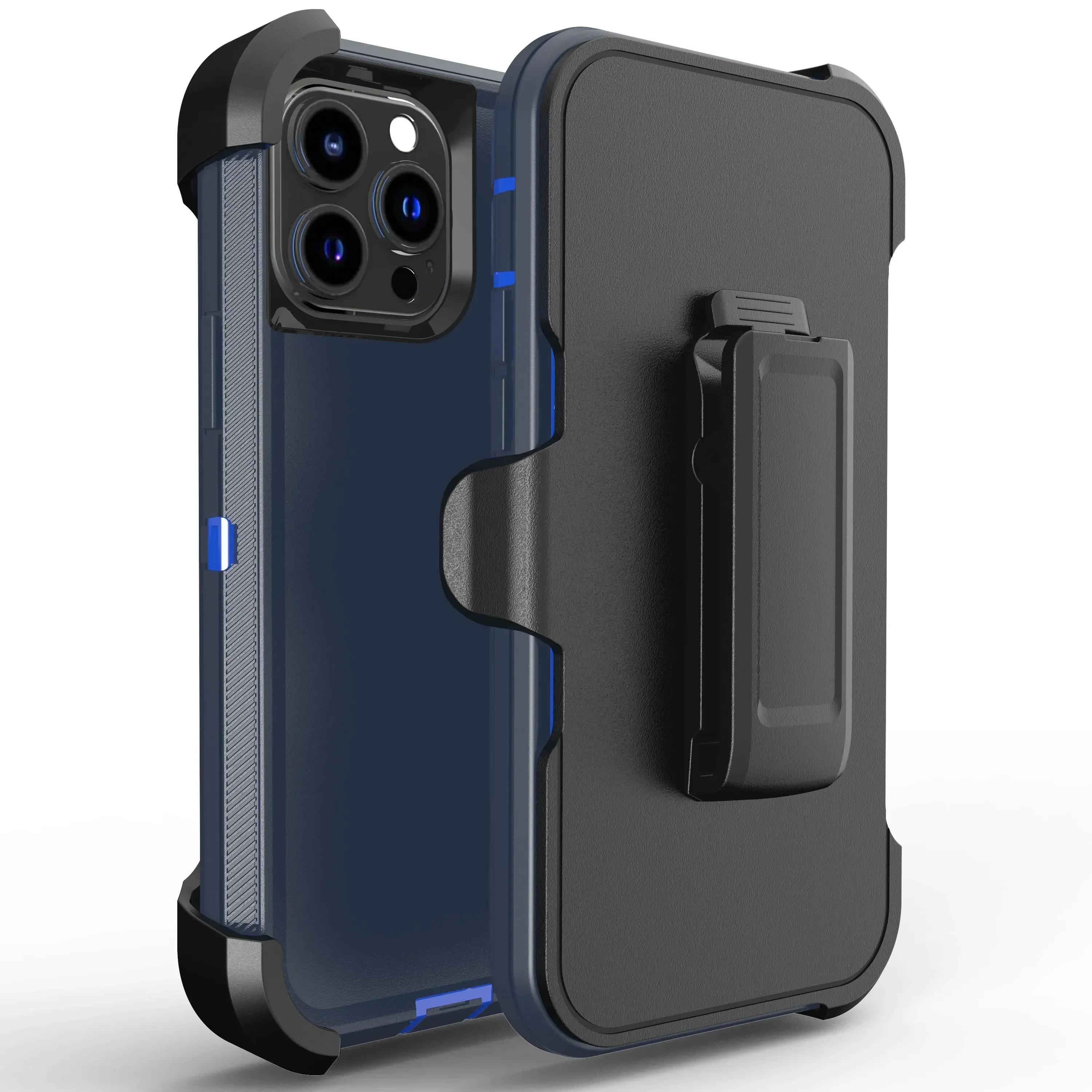 

3IN1 Heavy Duty Armor Otter Case Box для iPhone 16 14 13 12 11 15 Pro Max Xs Max XR X XS SE 6 7 8 Plus Otter Case Box с защитным чехлом для ремня for iphone 16pro max темно-синий