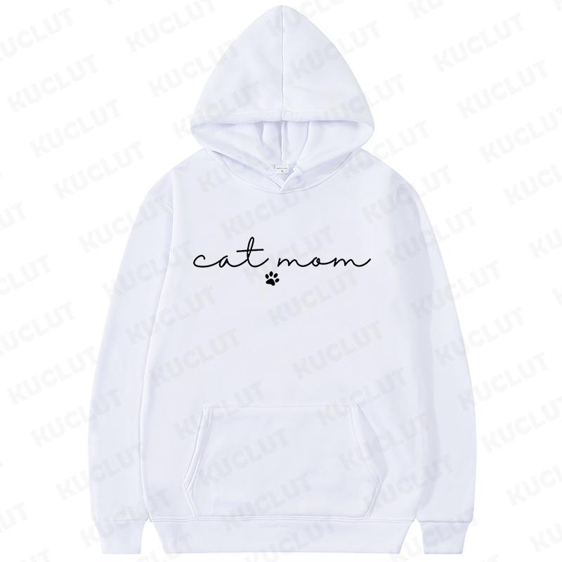 Cat Mama Print Hoodies Fashion Casual Long Sleeve Sweatshirts for Autumn Winter Clothing Mom Sportwear Fashion Women Clothes