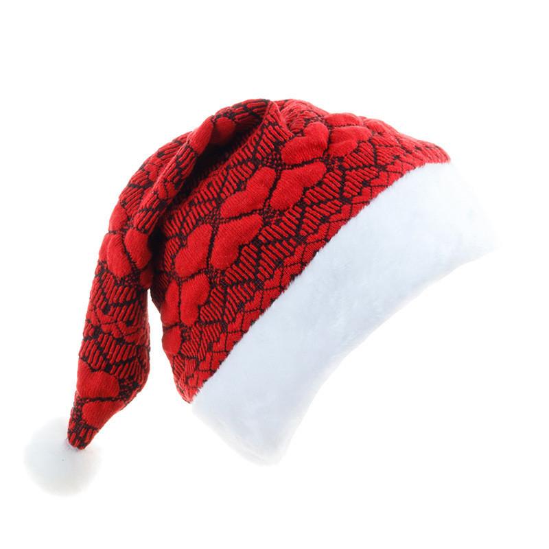 Comfortable Heart Knitted Santa Hat Red For Adults Great For Christmas Cheer