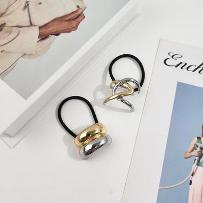 Metal Two-tone Silver and Gold Combination Ponytail Hair Band for Women's Hair Fashion 3496
