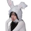 GOODCHI Rabbit Headgear, Animal Hat, Long-Haired Cap, Halloween Cosplay, Costume Accessory, Headband (White)