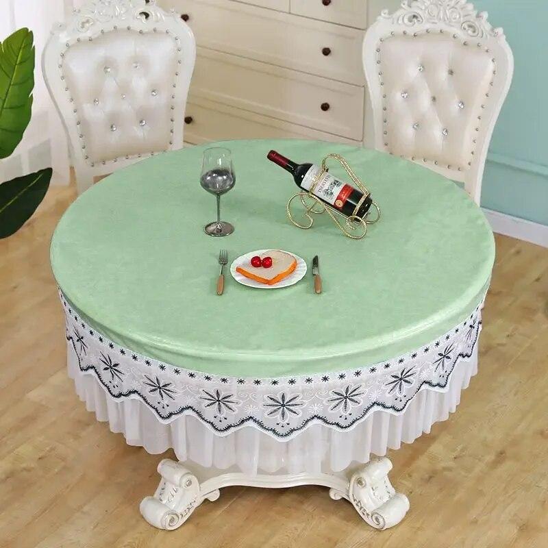 Wysokiej klasy okrągły obrus wodoodporny olejoodporny odporny na oparzenia koronkowy boczny okrągły obrus jednolity kolor trwała mata na stół
