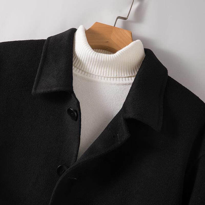Fanzhen Men's 100% Wool Mid-Length Overcoat