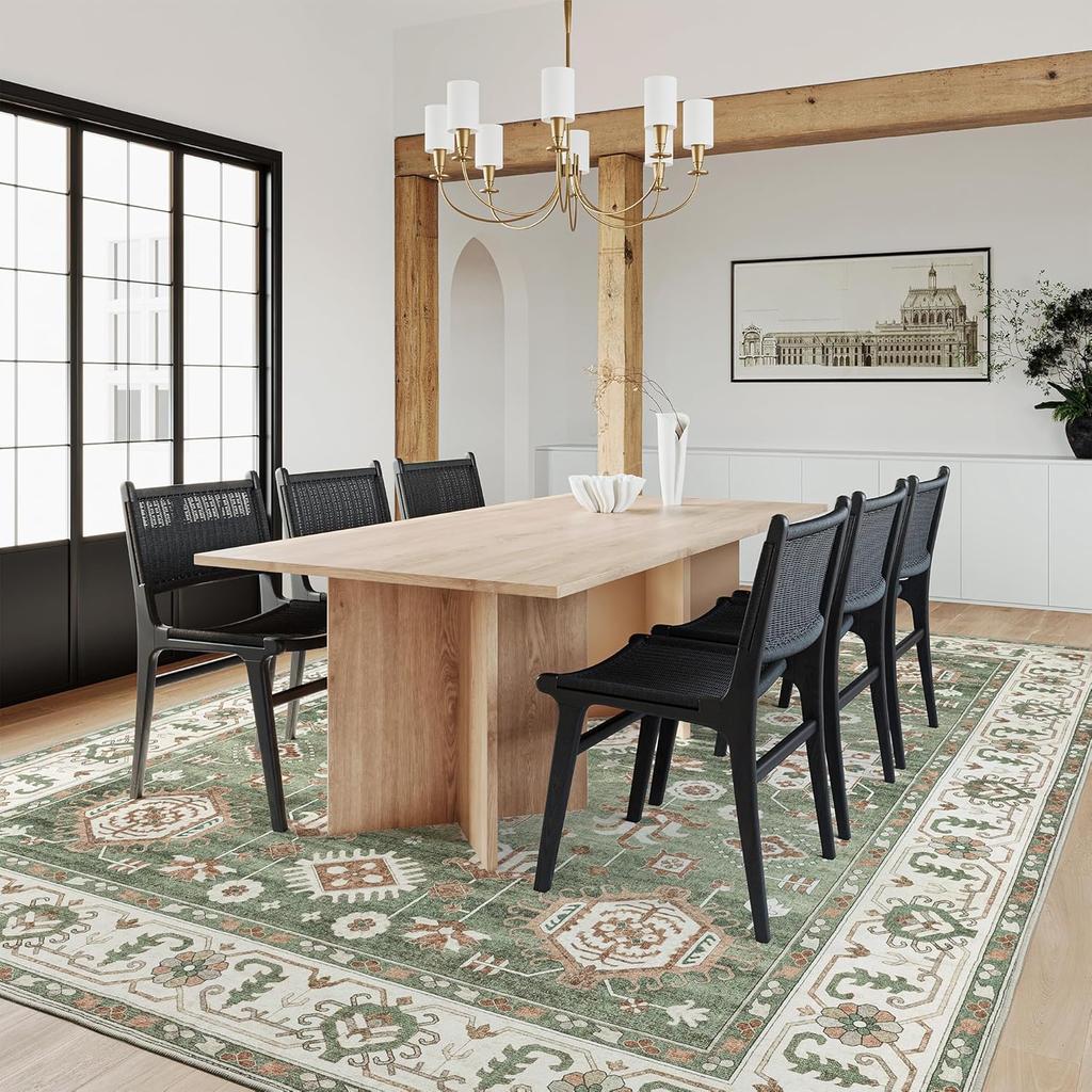 Washed Back Imitation Cashmere Carpet Green Home Area Carpet Living Room Soft Non-Slip Vintage Bedroom Floor Mat