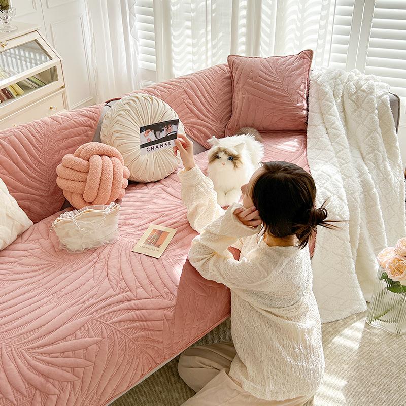 

Кремовый цвет, хрустальная бархатная подушка для дивана, четыре сезона, Нескользящий чехол для дивана для гостиной, подушка для спинки, полотенце, стиль Ins 70x70