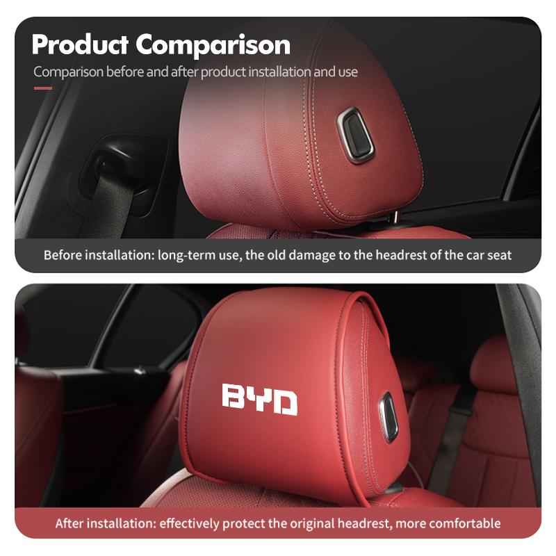 Car Seat Headrest Cover Support Neck Pillow Case Accessories For BYD For Tang F3 E6 Atto Yuan Plus Song Max F0 G3 I3