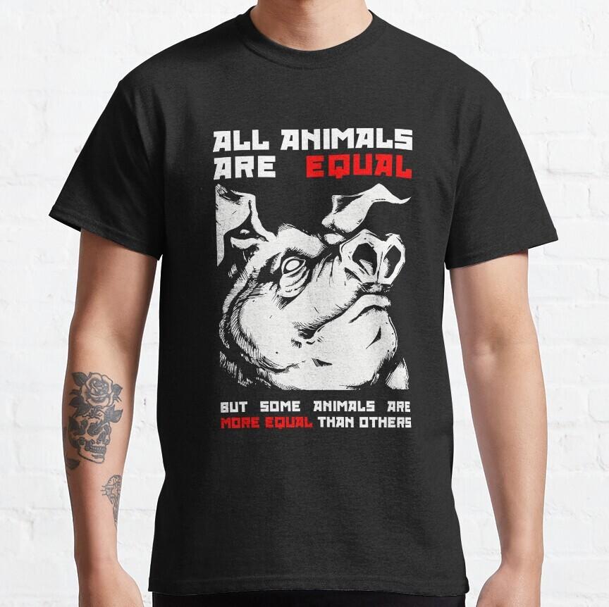 Funny All Animals Are Equal And Pig Too Unisex T-Shirtblack color Unisex T-Shirt M