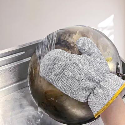 Steel Wire Lengthened Waterproof Heat Insulation Hot Proof Kitchen Thick Durable Dishwashing Gloves