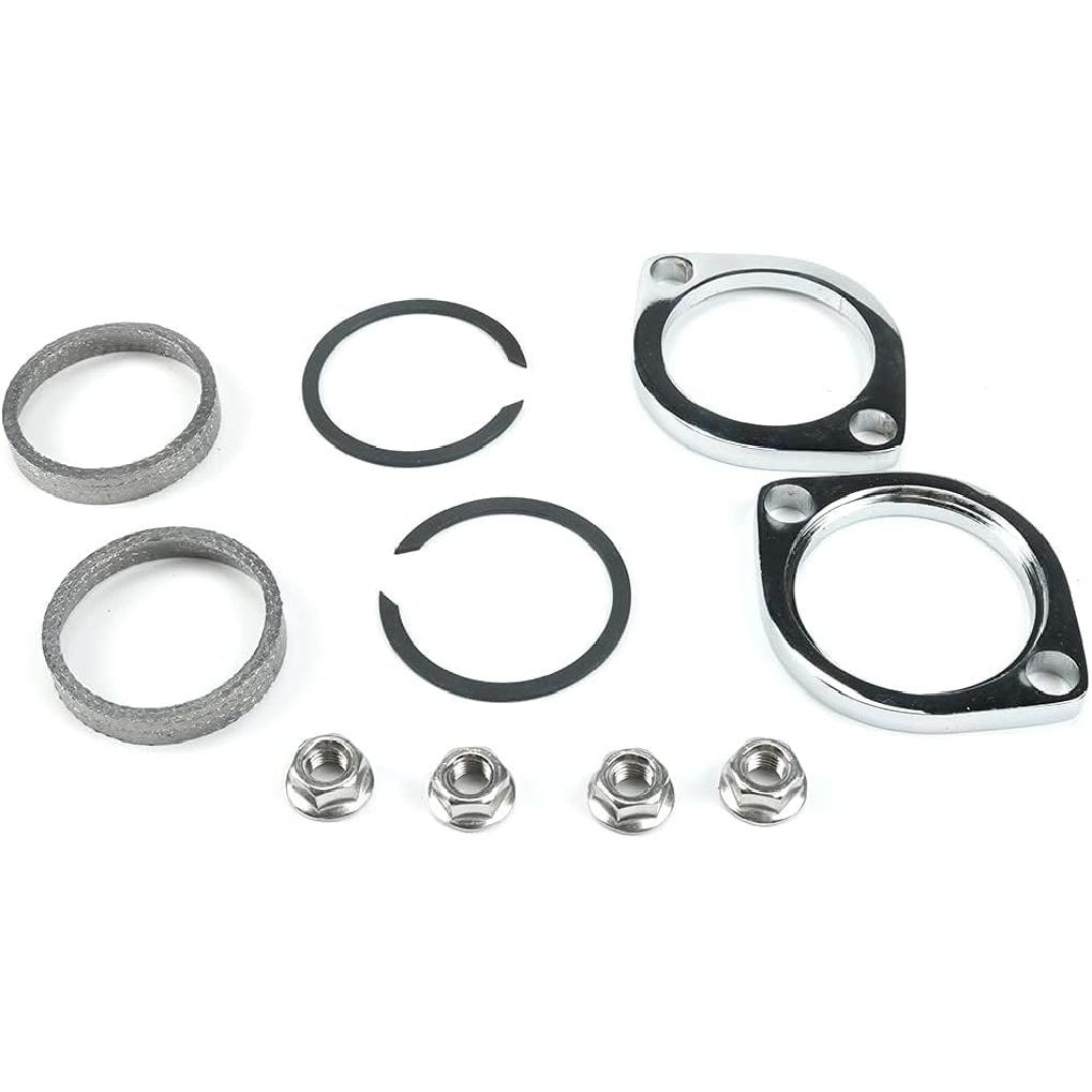 Nytt Avgasfläns Monteringskit Par Flänsar Packningar C-klämmor Muttrar Brickor för Harley Davidson, 30-0205