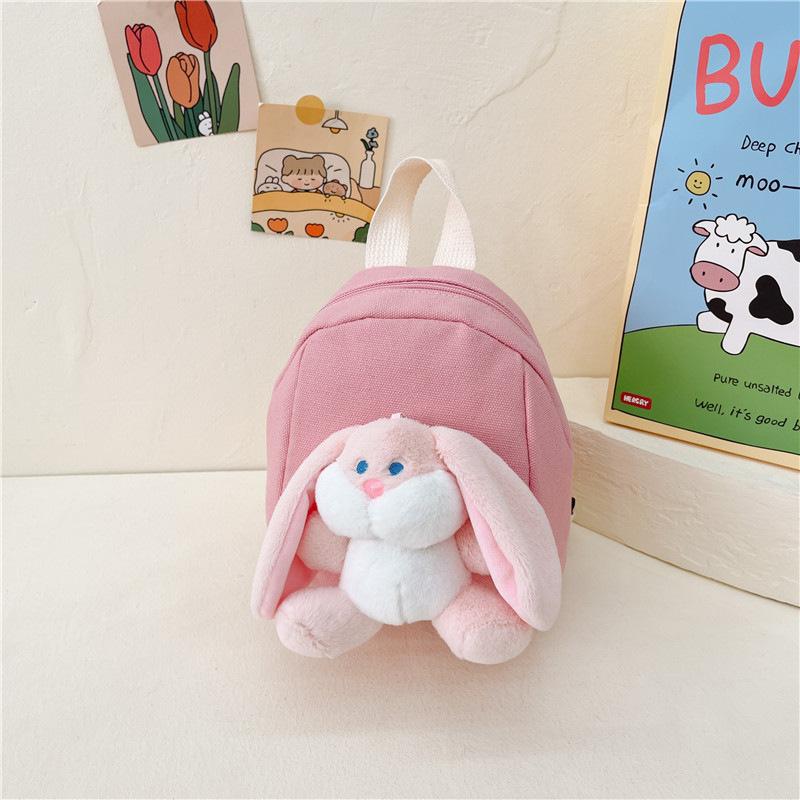 Adorable and Stylish Children's Backpack for Kindergarten Babies, with A Schoolbag-shaped Doll and A Rabbit-shaped Bag