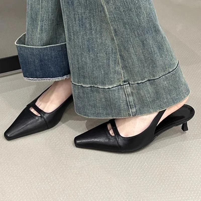 Fashion Women Heeled Sandals Pointed Toe Sexy Shoes Fashion Elegant Woman Slippers Summer 2025 Luxury Pumps Dress Sandalias De Mujer