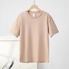 Kurzarm-T-Shirt aus reiner Baumwolle mit Rundhalsausschnitt für Damen, einfarbig, halbärmeliges Basis-T-Shirt