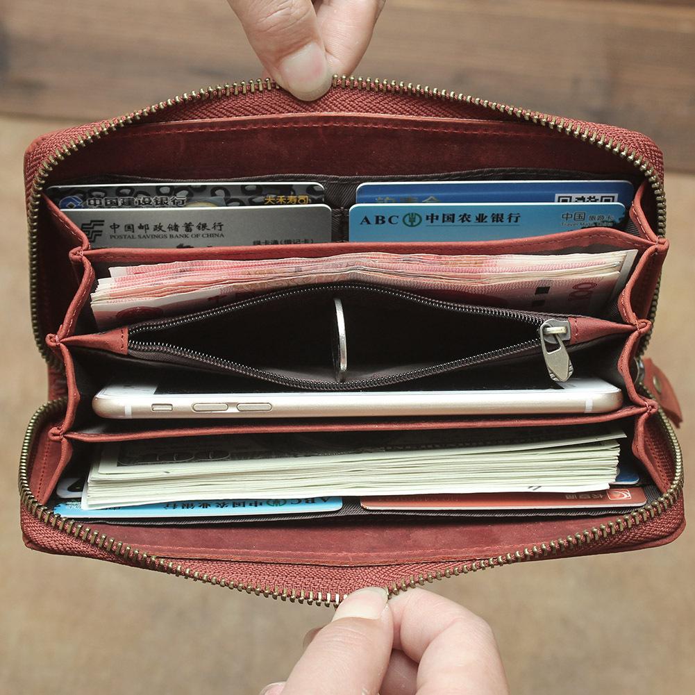 Luxury Men Wallet Genuine Leather Clutch Purse Embossing Long Wallets Thick Cowhide Male Purses Leather Money Hand Clutches