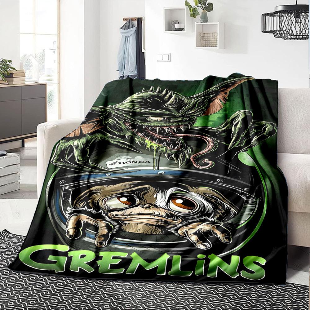 1pc gremlins motorcycle Throw Blanket Soft Flannel, Cozy All Season Polyester Perfect for Home, Office