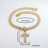 Hip Hop Alloy Full Diamond Cross Pendant Fashion Trend Rap Men's Cuban Chain Necklace Jewelry