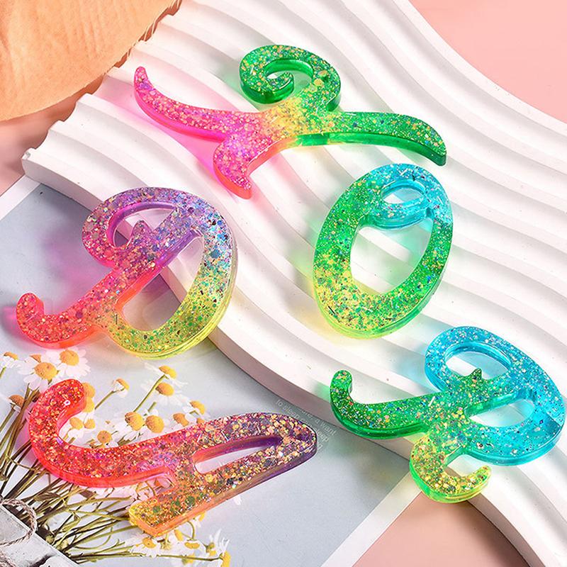 Resin Keychain Letter Molds With Hole Drop Glue Alphabet English Word Pendant