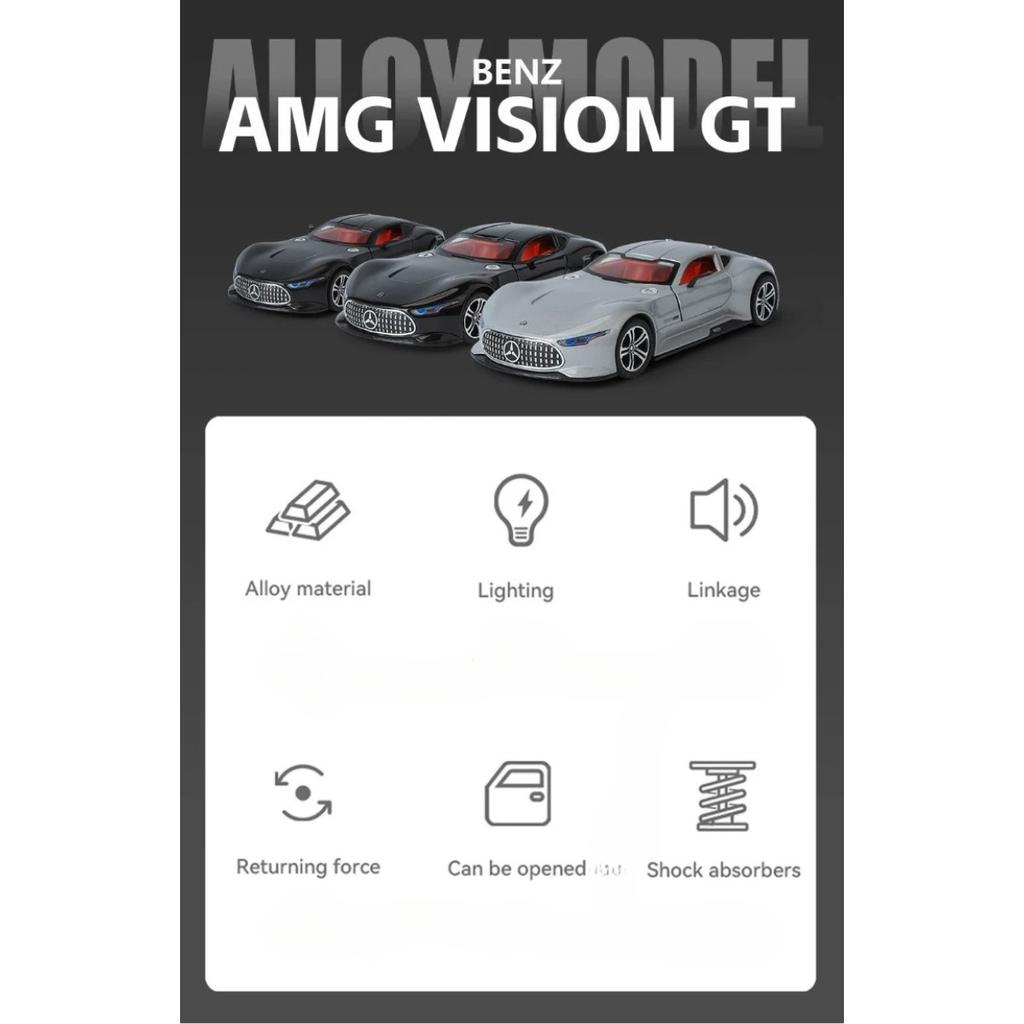 Simulation 1/24 Benz AMG Vision GT Alloy Car Model Metal Diecast Toy Vehicle Boy Birthday Gift Collection Home Decor Miniature