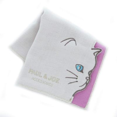 Paul Joe Mini Gauze Handkerchief Cat Pattern Paul Joe Accessory & Women's (Ivory) [100% Cotton] 20cm, & 107082-0502-20