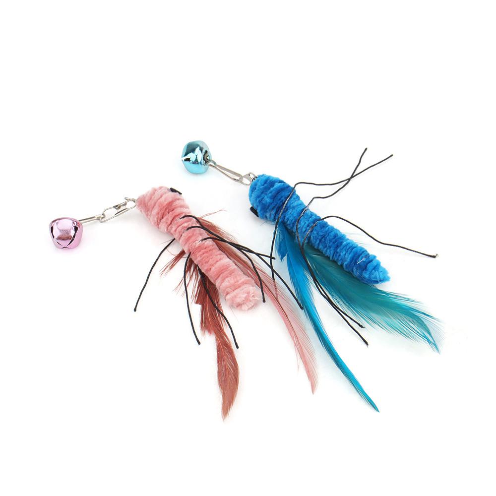3pcs Plush Artificial Insect Cat Toy Accessories Replacement Head Cat Funny Teaser Stick Interactive Wand Feather Bug Pet Toy