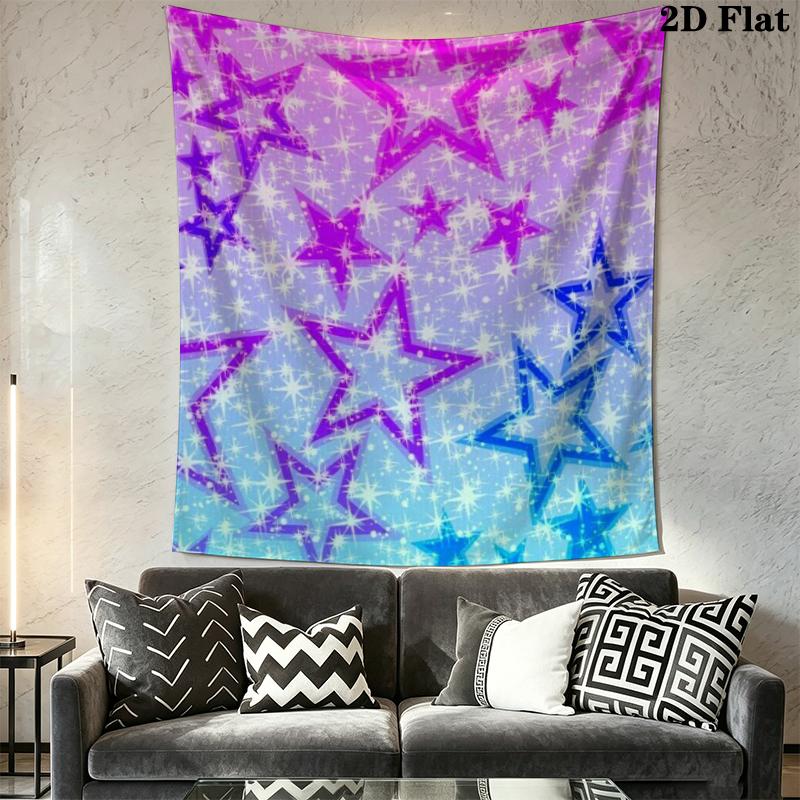 Colorful Pentagram Wall Tapestry Aesthetic Wall Hanging Printed Fabric Blanket Decorative Tapestries for Bedroom Living Room Home Decor