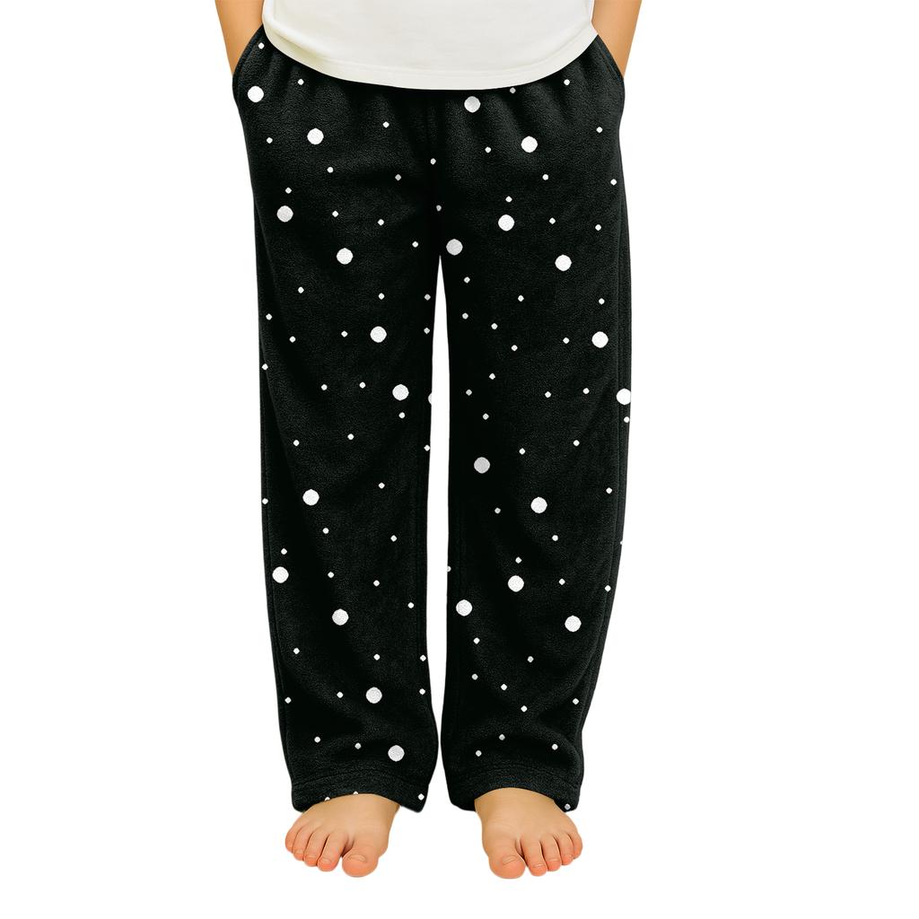 Fashionable Children's Versatile Polka Dot Stripe Print Pocket Casual Pants