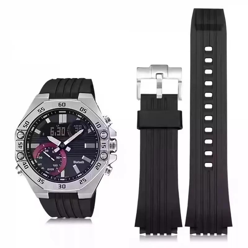 Для Casio силиконовый ремешок ECB-10/ECB-10YP ECB-950 Черный восьмиугольный Дуб Водонепроницаемый Выступающий полимерный ремешок для часов Мужской браслет 20 мм 20mm