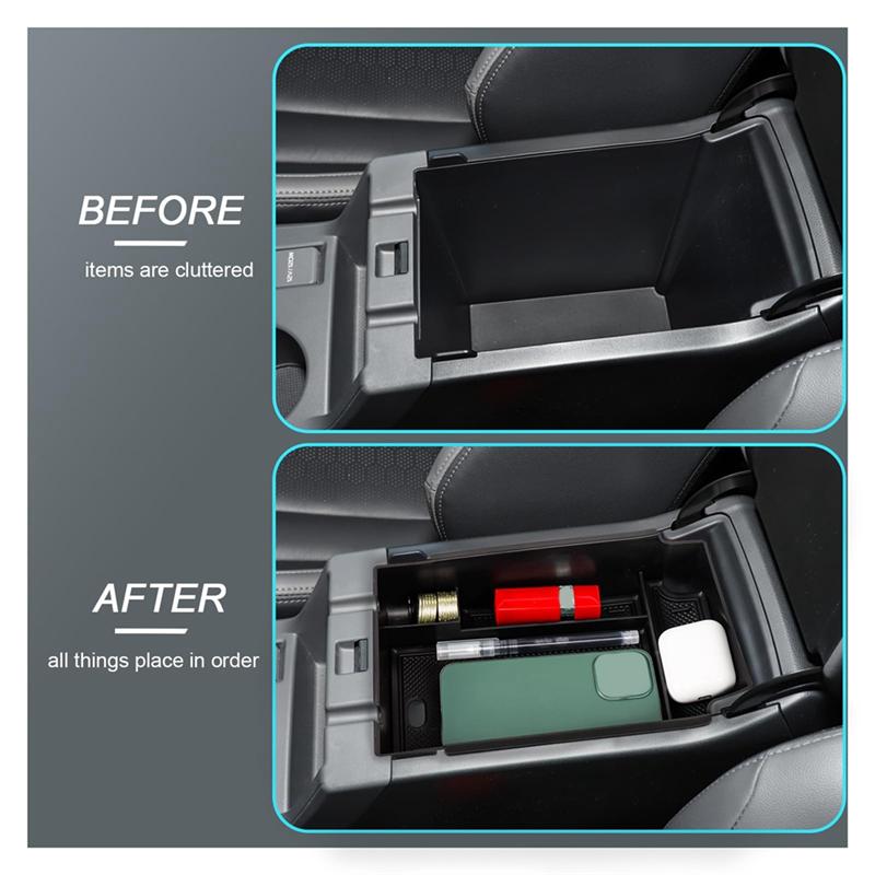 Center Console Organizer, Armrest Trays Storage Box Interior Accessories Black For Subaru Crosstrek 2024-A87Q
