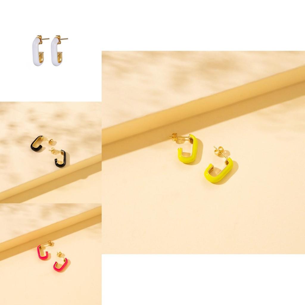 Trendy Alloy Geometric J-shaped Earrings For Women Fashionable And Colorful
