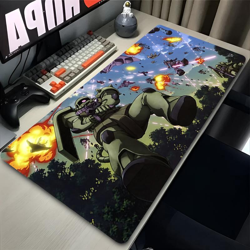 White Anime Mouse Pad Mechanical Warrior Ggundam Zzaku Ii Gaming Nonslip Extended Keyboard Desk Mat Gamer Esports Mousepad
