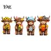 Highland Cow Figurine 4 Pcs Seasonal Figurines, Spring Summer Fall Winter Miniature Farm Decor Seasons Scottish Statue, Resin Table Centerpiece
