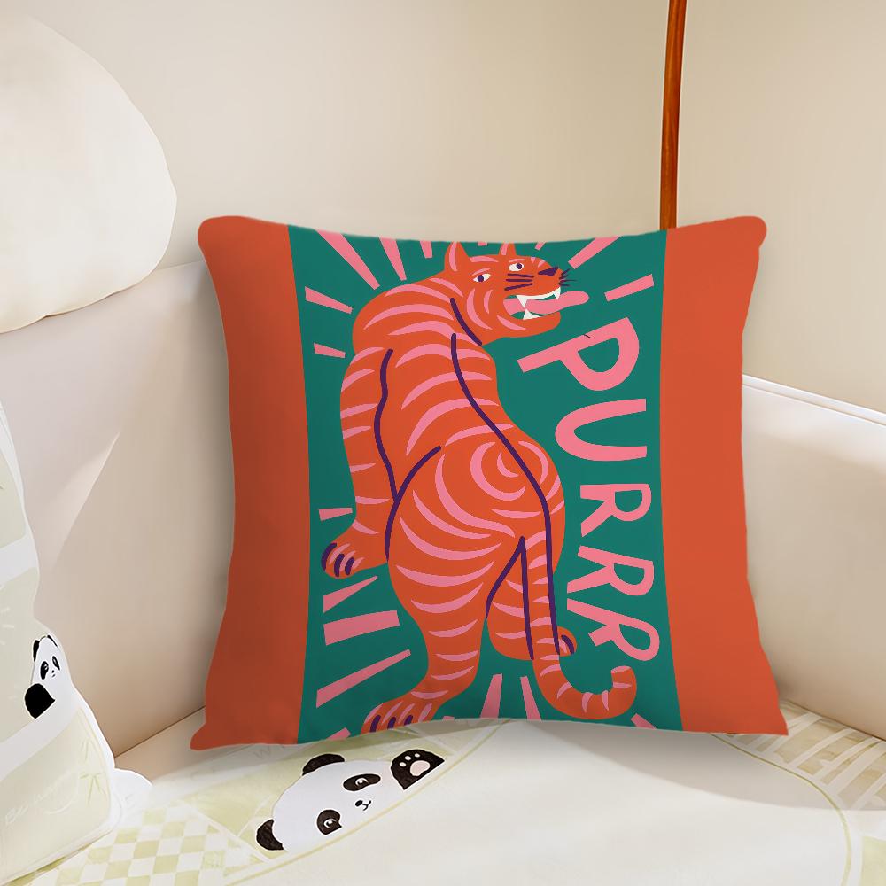 Fashion Animal Style Tiger Cushion Cover Pillow Case Plush Fabric Soft Double Sided Print Sofa Cushion Cover Throw Pillow Covers
