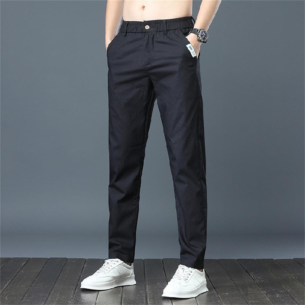 Letní tenké business kalhoty rychleschnoucí ležérní módní trend slim-fit mládež rovné nohavice ledové kalhoty