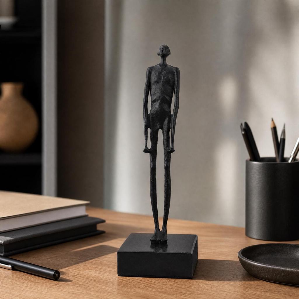 Standing Abstract Figure Sculpture with Rectangular Base Solid Decorative Object