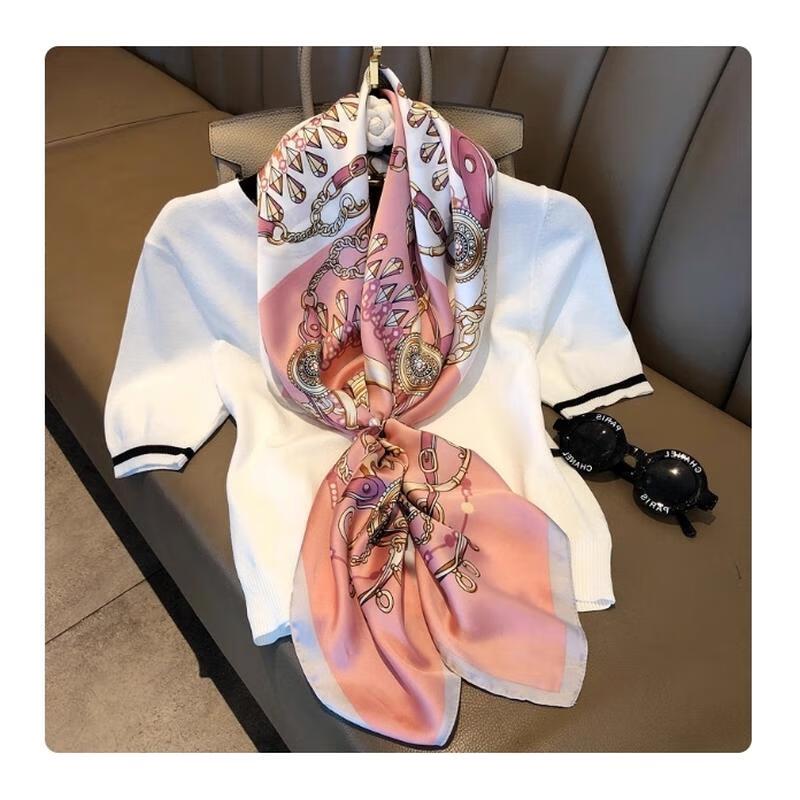 HANDUNYOU French Style Striped Square Scarf